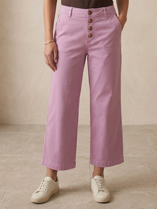 Tribal Jeans Pants - Tribal Jeans Pink Button-Front Wide Leg Capri Pants